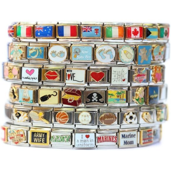 Shiny Goldtone Starter Bracelet for Italian Charms - 18 Links, Customizable - Picture 2 of 4